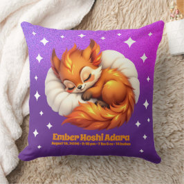 Cute Fox Cub Asleep in Starry Night Sky Natal Kudde