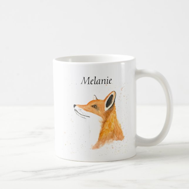 Cute Fox, djur, vattenfärg, vilda djur Kaffemugg (Höger)