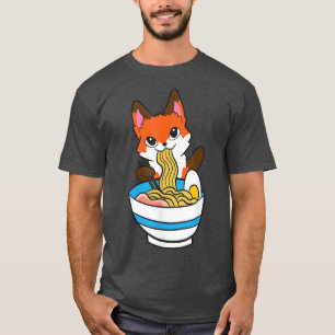 Cute Fox Eating Japansk Ramen Noodles T Shirt