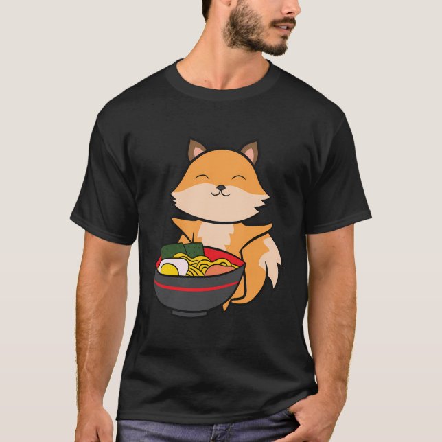 Cute Fox-eating Ramen Kärlek Ramen och Foxes T Shirt (Framsida)