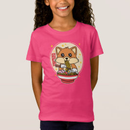 Cute Fox Eating Ramen Kawaii Japansk livsmedelsgåv T Shirt