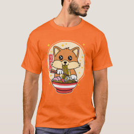 Cute Fox Eating Ramen Kawaii Japansk livsmedelsgåv T Shirt