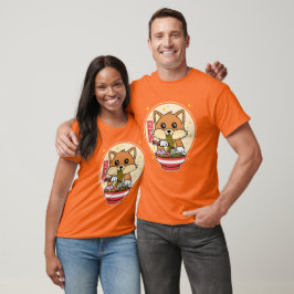 Cute Fox Eating Ramen Kawaii Japansk livsmedelsgåv T Shirt