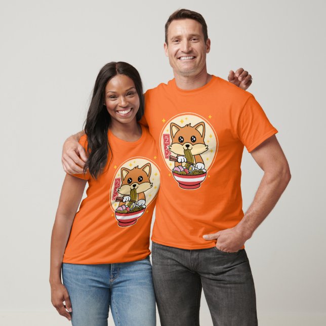 Cute Fox Eating Ramen Kawaii Japansk livsmedelsgåv T Shirt (Unisex)