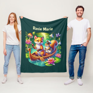 Cute Fox-ekorre älskare add namn Fleecefilt