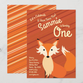 Cute Fox-färgade inbjudningar från första födelsed