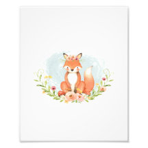 Cute Fox Flicka Nursery Woodland Greenery Decor