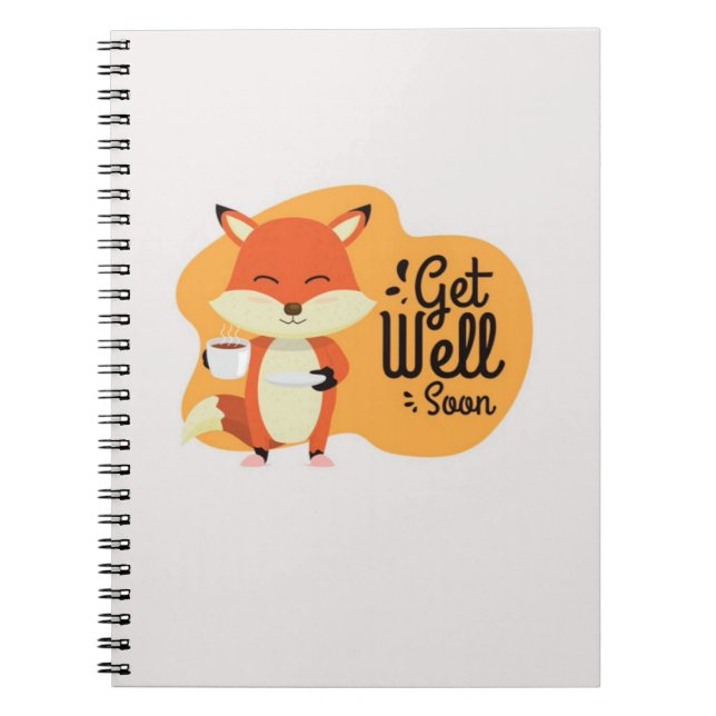 Cute Fox Gifts Get Well Soon Anteckningsbok (Framsidan)