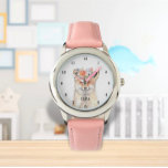 Cute Fox Girls Wildlife Animals Kids Watercolor Armbandsur<br><div class="desc">Cute,  flickor,  blommigt räv,  skogsmark,  vilda djur och växter,  vattendjur för skogsdjur. Perfekt för barn. Anpassa det med ditt barns namn.</div>
