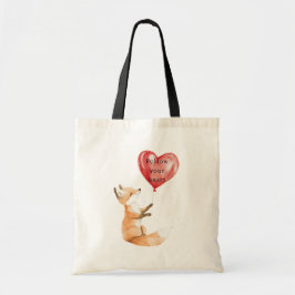 Cute Fox Heart Balloon Tygkasse