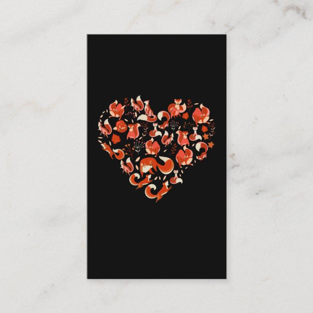 Cute Fox Heart-funy Foxar Visitkort (Framsida)
