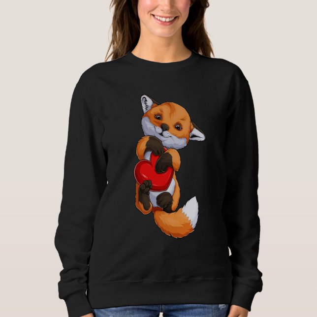 Cute Fox Heart Valentine's Day Boys Kids Fox Anima T Shirt (Framsida)