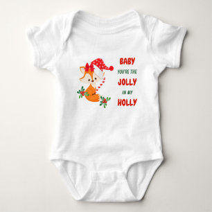 Cute Fox Holly Jolly jul Baby Bodykostym T Shirt