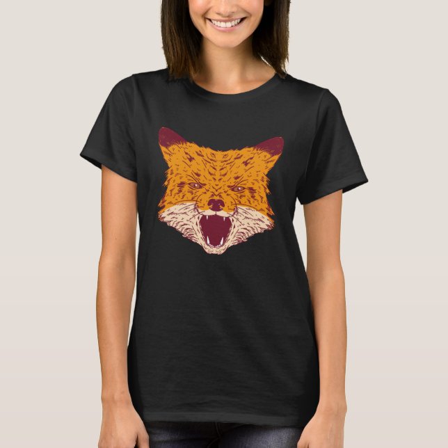 Cute  Fox Howling Artwork T Shirt (Framsida)