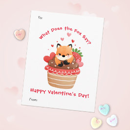 Cute Fox i Cupcoa Anpassningsbar Kids Valentindage Julkort