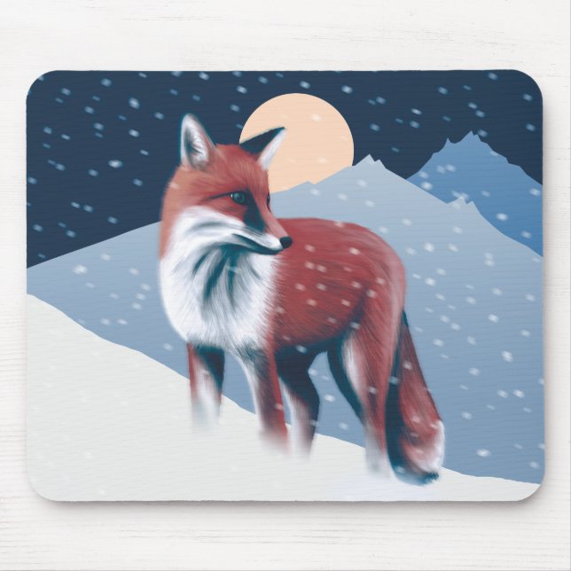 Cute Fox i illustrationen av vinter-Snö Musmatta (Framsidan)