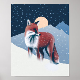 Cute Fox i illustrationen av vinter-Snö Poster
