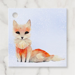Cute Fox i Juletiketterna Snö Gåvor Etiketter