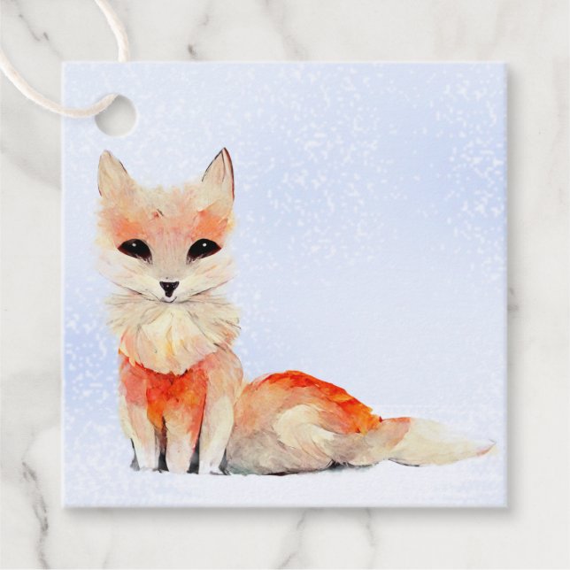 Cute Fox i Juletiketterna Snö Gåvor Etiketter (Framsida)