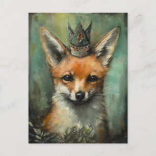 Cute Fox i Krona Vykort