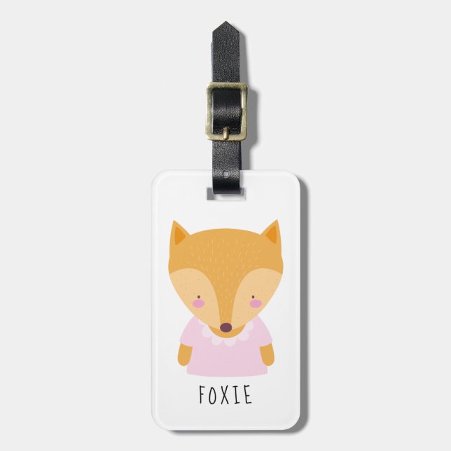 Cute Fox-illustration - Anpassade Bagagebricka (Vertikal Framsida)