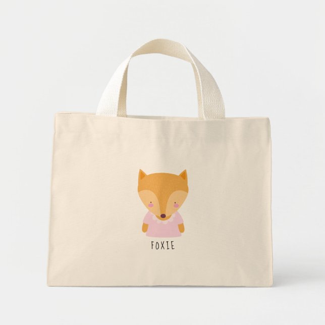 Cute Fox-illustration - Anpassade Mini Tygkasse (Framsidan)