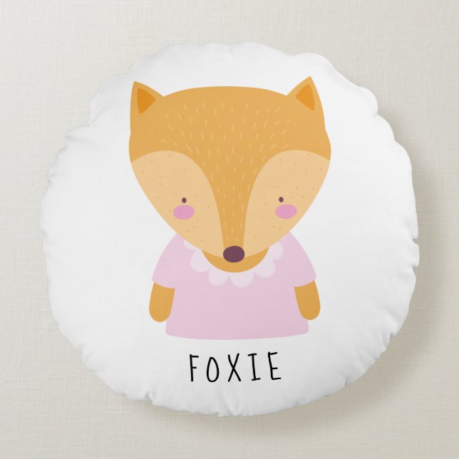 Cute Fox-illustration - Anpassade Rund Kudde (Framsidan)