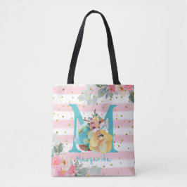 Cute Fox Illustration Sweet Monogram Tygkasse