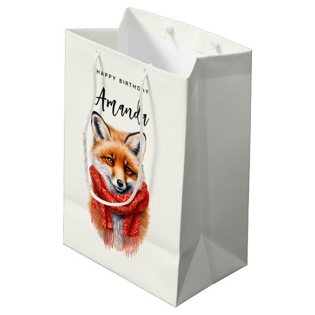 Cute Fox in a Red Scarf Autumn Image Birthday (Baksidan Vinklad)
