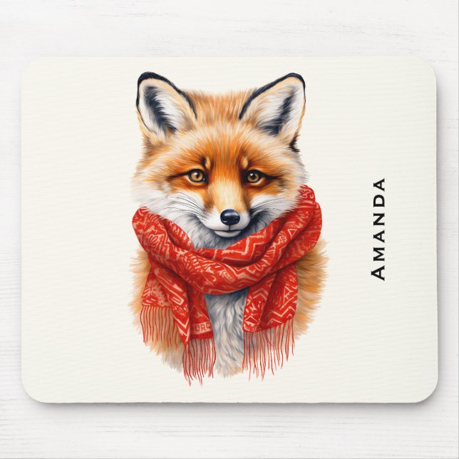 Cute Fox in a Red Scarf Autumn Image Musmatta (Framsidan)