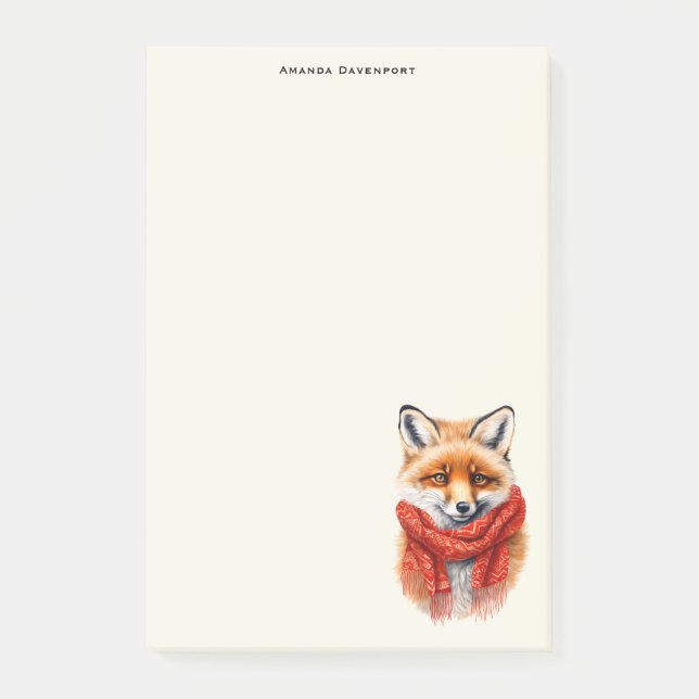 Cute Fox in a Red Scarf Autumn Image Post-it Block (Framsida)