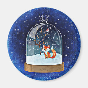 Cute Fox inuti en snö-glob Magnet
