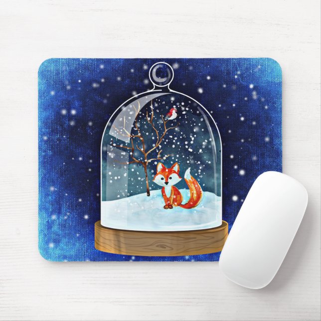 Cute Fox inuti en snö-glob Musmatta (Med mus)