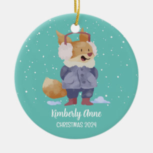 Cute Fox jul - Helgdag för snö vinter Julgransprydnad Keramik