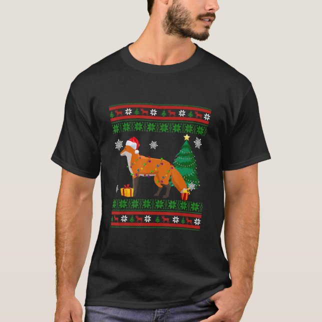 Cute Fox Juli Dekorationen Santa Hat Xm T Shirt (Framsida)