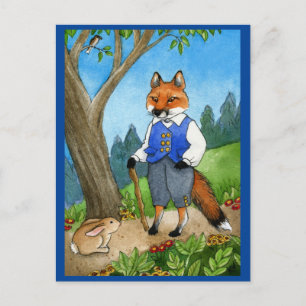 Cute fox, kaninsaga, vykort