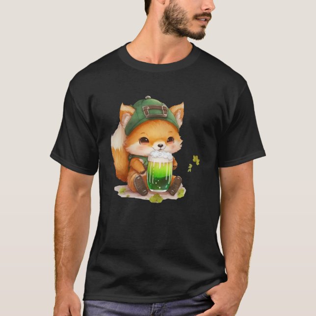 Cute Fox Kärlek Beer St Patrick s Day Fox T Shirt (Framsida)