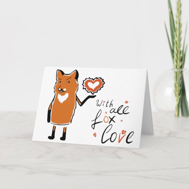 Cute Fox Kärlek Valentine Card Kort (Framsida)
