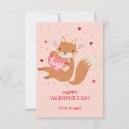 Cute Fox Kids Classroom Valentine Note Card Inbjudningar