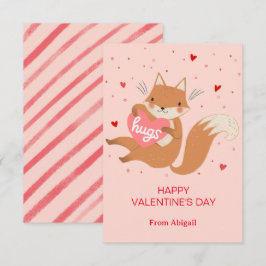 Cute Fox Kids Classroom Valentine Note Card Inbjudningar