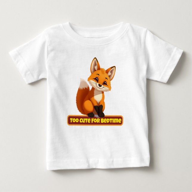 Cute Fox Kids T-Shirt - "För tyst för Bedtime" (Framsida)