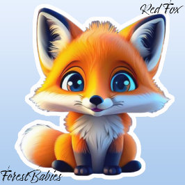 Cute Fox Kids Woodland School Tecknad Graphic Klistermärken