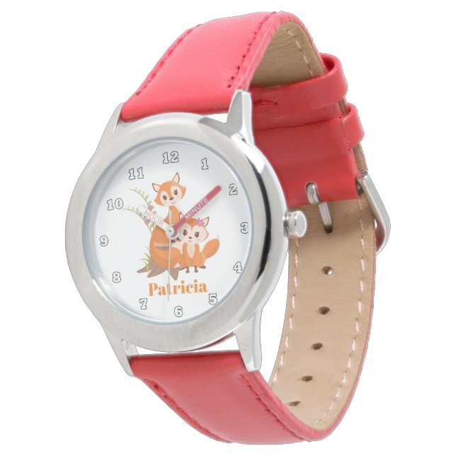 Cute Fox lägg till namn-flickor Armbandsur (Vinklad)