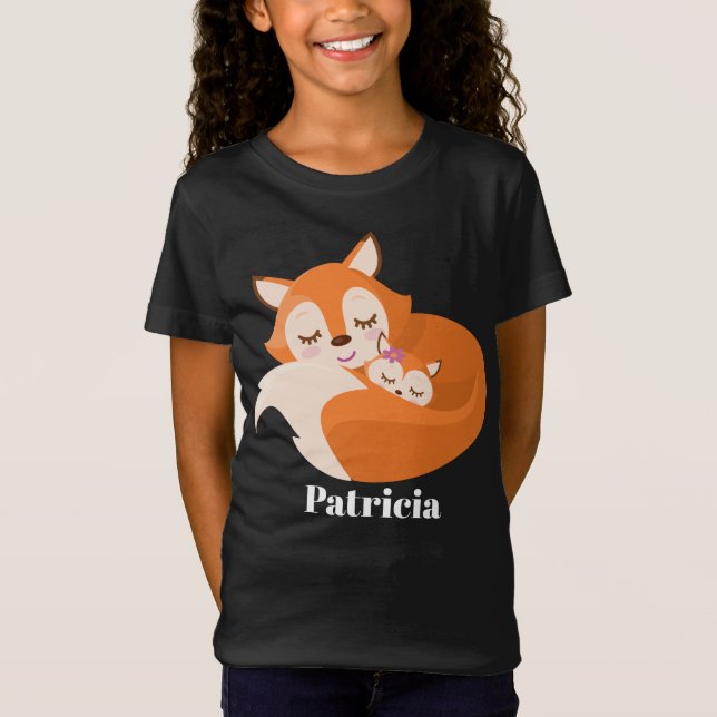 Cute Fox lägg till namn t-shirt (Framsida)