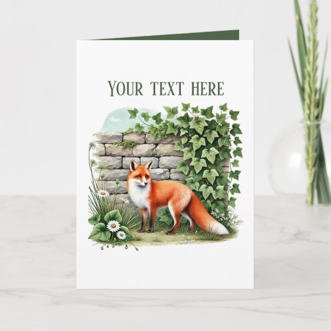 Cute fox lovers add text  kort (Framsida)