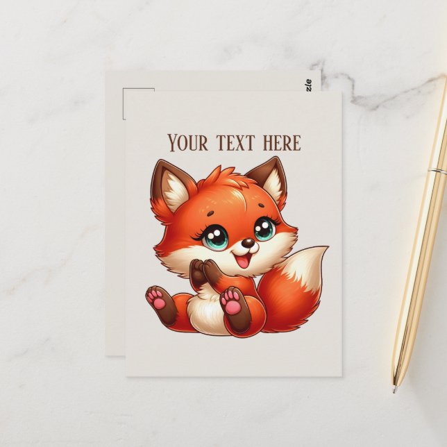 Cute fox lovers customizable  vykort (Fram/Back In Situ)