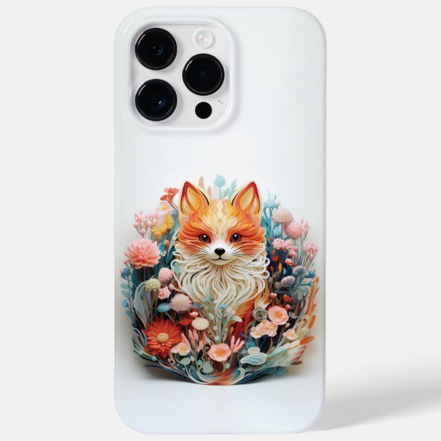 Cute Fox med blommor 3D Papper utskärning (Baksida)