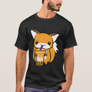Cute Fox med bubbeltea T Shirt