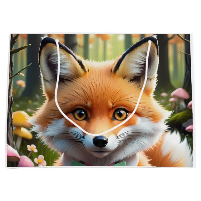Cute Fox med en Grönt och Rosa båge (Framsidan)