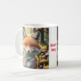Cute Fox med en Grönt och Rosa båge Kaffemugg